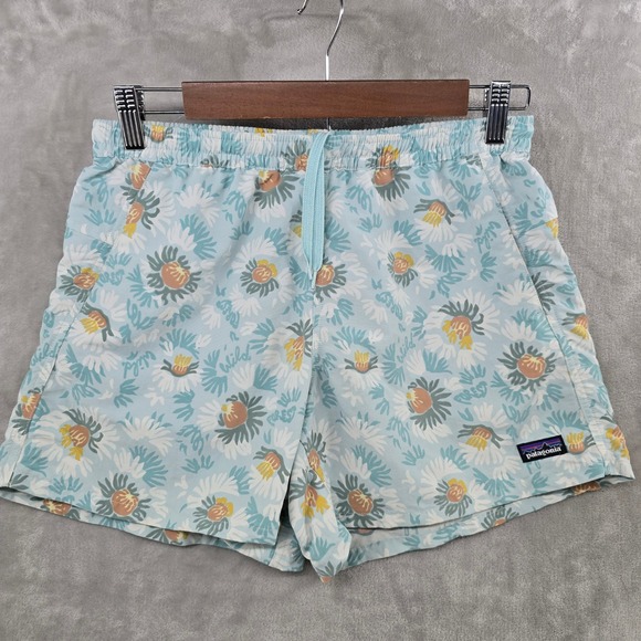Patagonia Pants - Patagonia Womens Small Shorts Blue Floral Wild Forest Baggies Drawstring